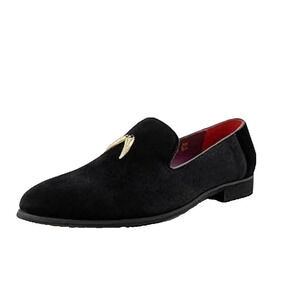 Mens Velvet Loafers Mens 10 Slipper Moccasins Black Slip On Dress Shoes NO BOX